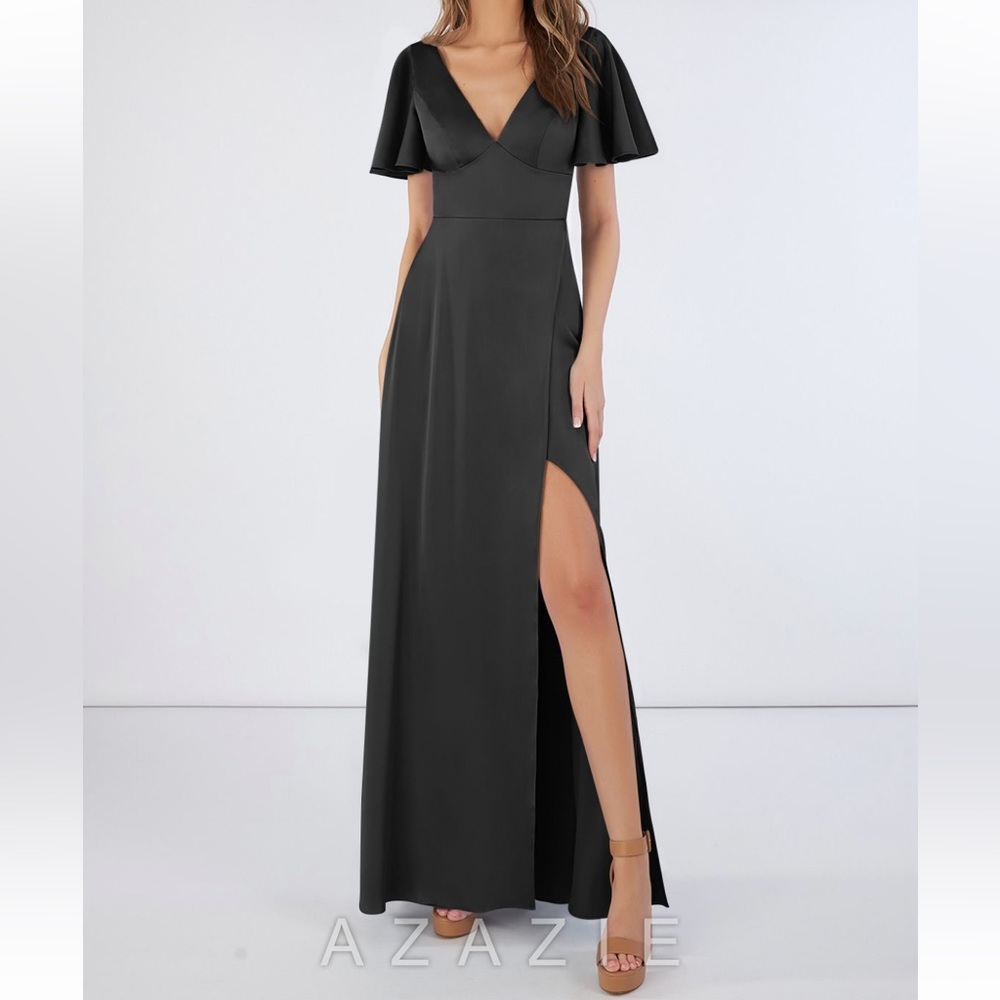 NWT azazie black satin bridesmaid dress